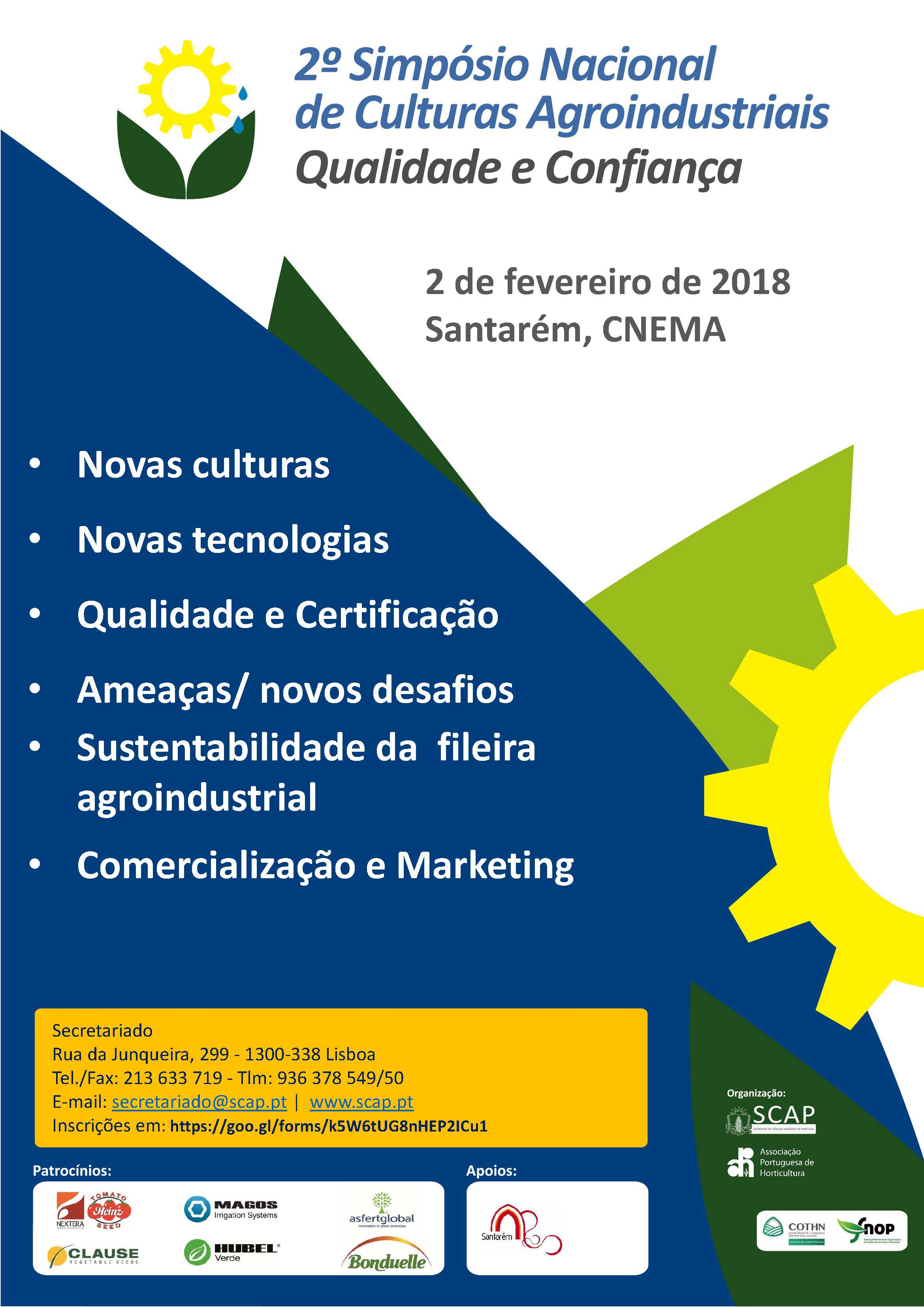 Cartaz II Simposio Nacional Culturas Agro Industriais 2018