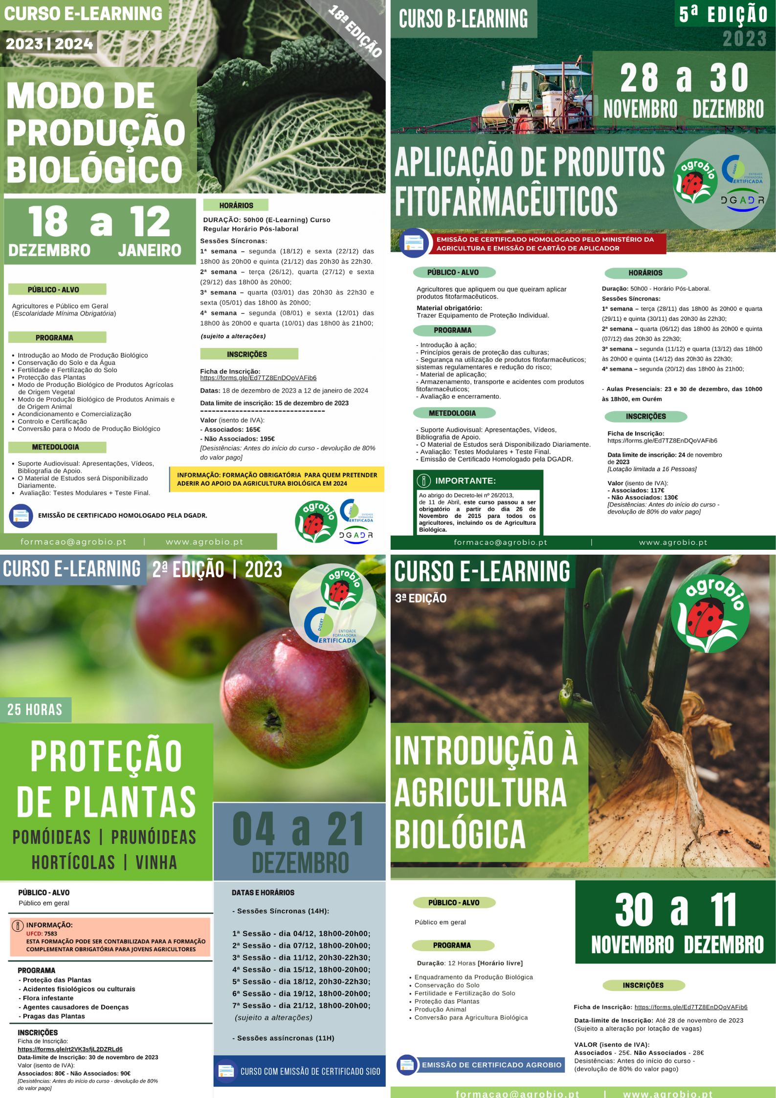 Imagem de 4 formações da Agrobio