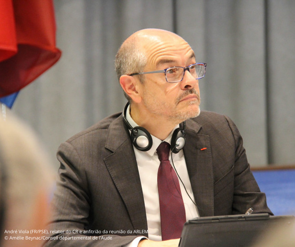 André Viola FRPSE relator do CR e anfitrião da reunião da ARLEM Amélie BeynacConseil départemental de lAude